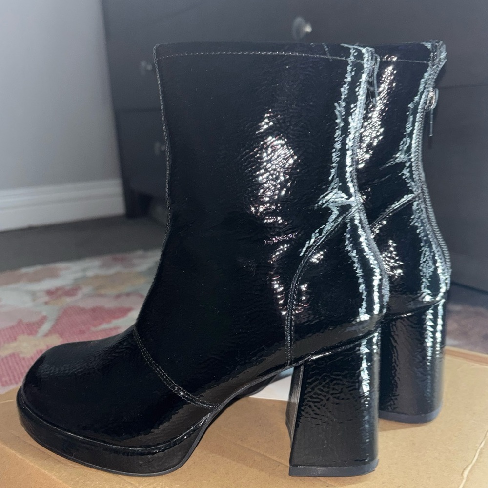 Black Patent Leather Ankle Boots
